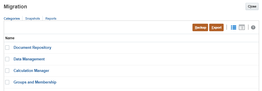 Migration dialog box